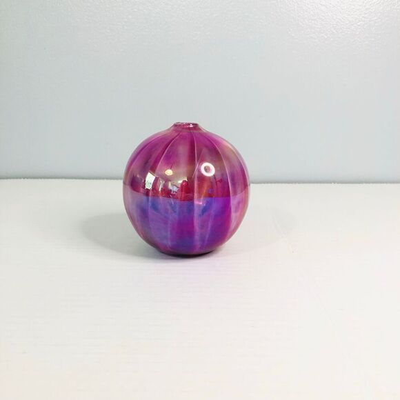 anton intaglio art glass oil lamp pink swirl iridescent orb hand blown home - Picture 5 of 9
